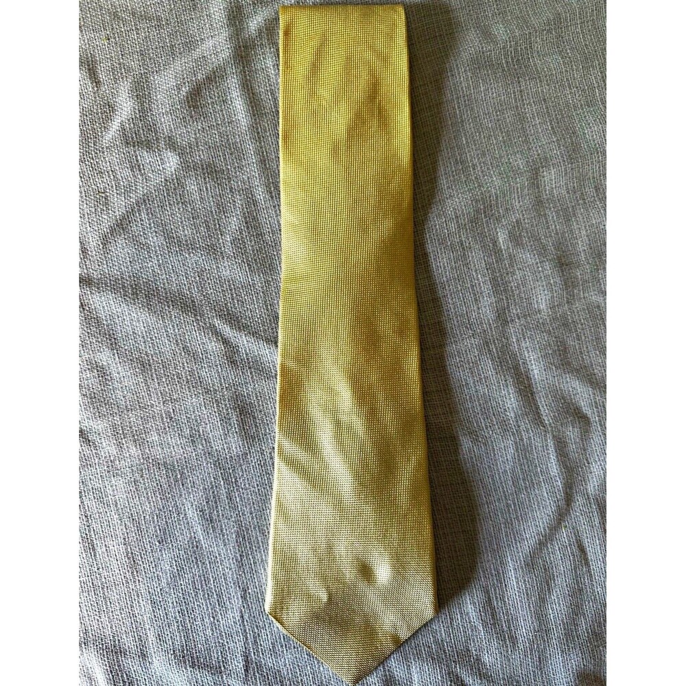 Tommy Hilfiger Beige Solid Textured Pointed Logo Tie Men One Size